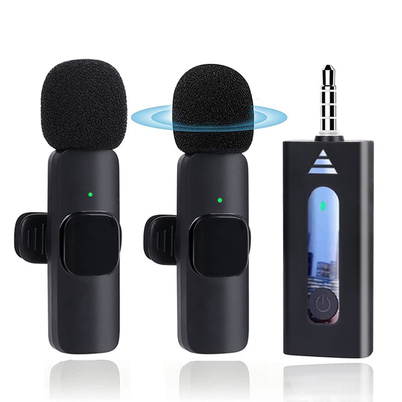 Microfono Lavalier da bavero wireless da 3,5 mm, condensatore omnidirezionale, altoparlante per fotocamera, smartphone, microfono di registrazione per Youtube_voghion.com