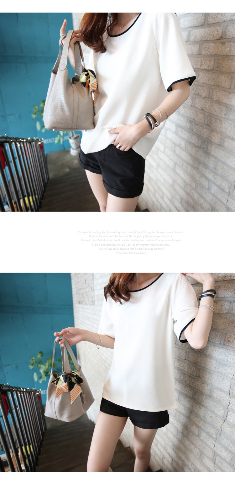 2024 Sommer Ny Dame T-shirt Student Kort Top Koreansk Ensfarvet Stor Halværmet Bund_voghion.com