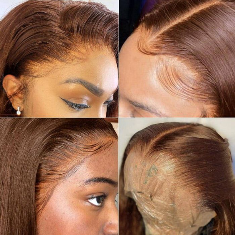 Parrucca anteriore in pizzo bordeaux 99J Parrucche per capelli umani Colorate rosse Evidenziate Marrone dritto Biondo 613 Parrucca frontale in pizzo HD Capelli umani 13x4_voghion.com