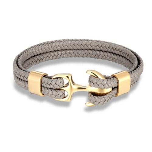 2022 Zwarte handgemaakte geweven anker leren koord armband voor heren_voghion.com