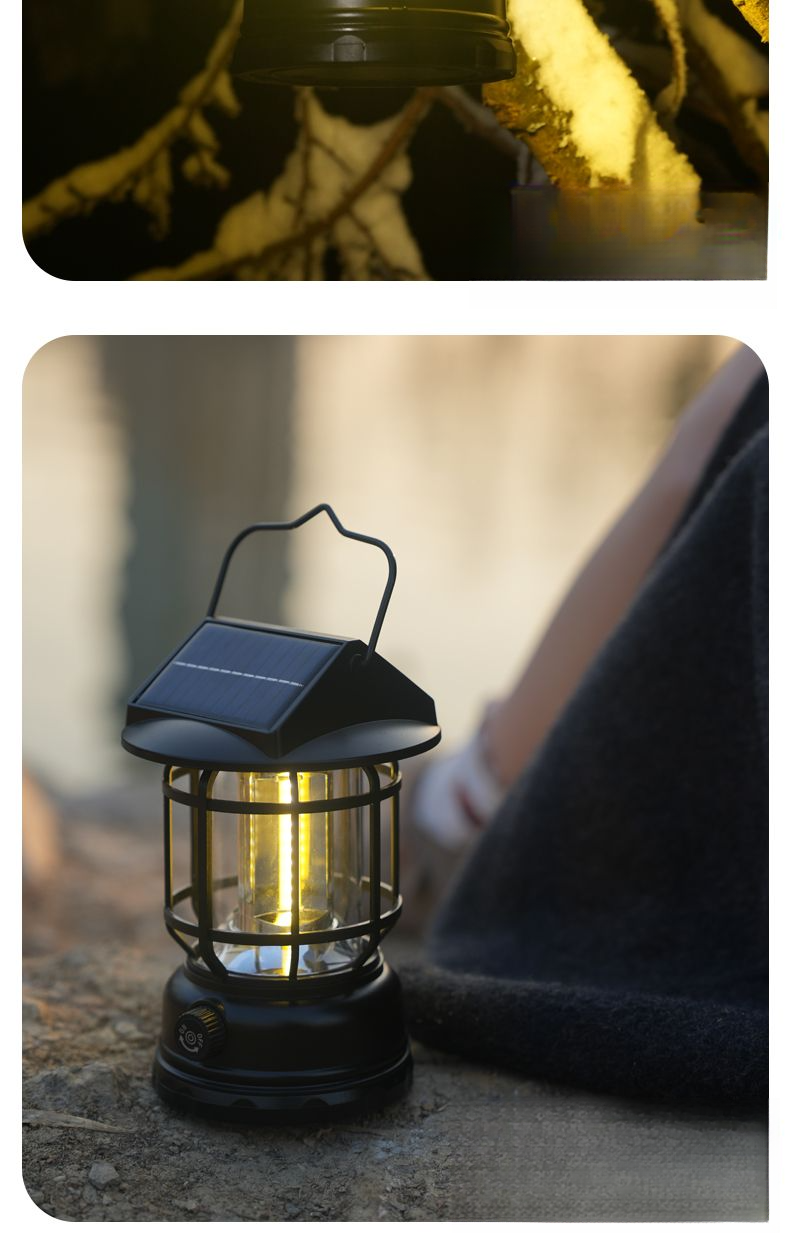 Xiaoyeren Solar Outdoor Camping Atmosphere Light Portable Home Wall Lamp Long Battery Life Rechargeable Lighting_voghion.com