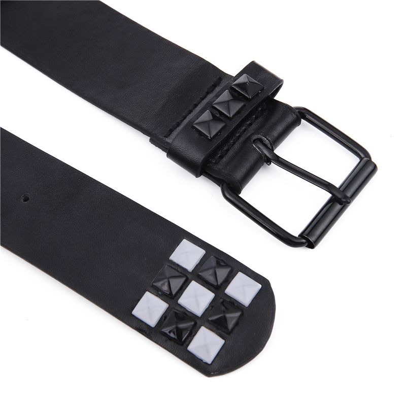 with Square Beads Pyramid Rivets For Women Punk Jeans Belt_voghion.com
