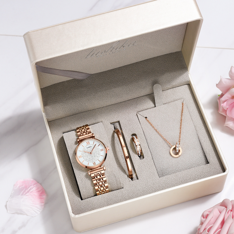 2024 2024 Heißer Verkauf Neue Einfache und Elegante Voller Diamant Stern Stahl Band Uhr Geschenk Box Valentinstag Geschenk_voghion.com
