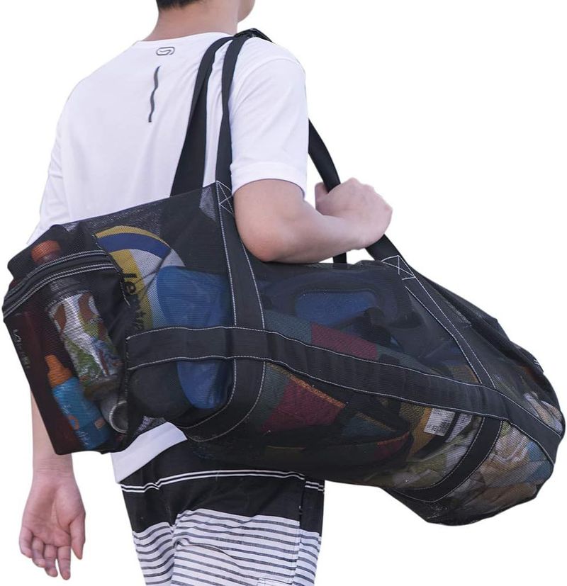 large mesh scuba diving bag mesh duffel bag with zipper pocket travel dry bag for snorkeling gear_voghion.com