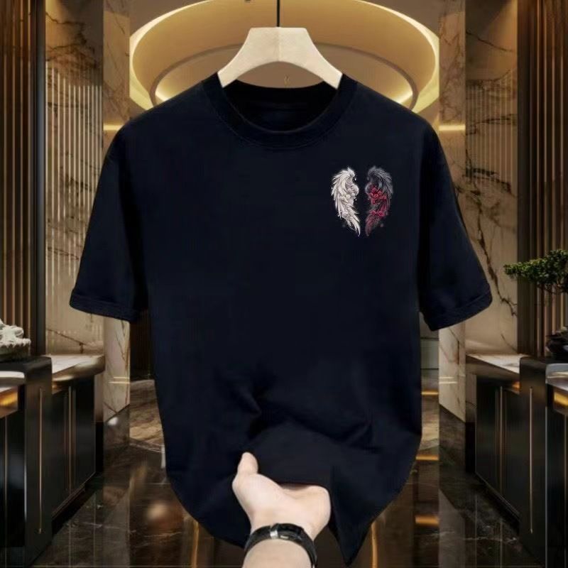Men's Clothing trendy brand pure cotton printed men's short sleeved T shirt 2024 new summer hot selling trendy casual round neck T shirt_voghion.com