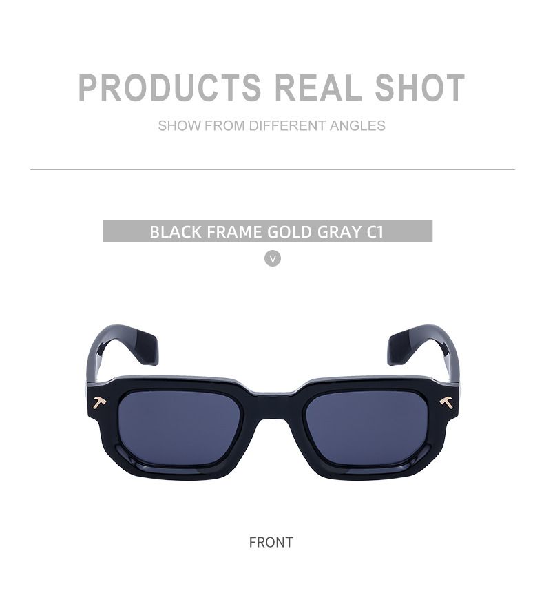 Neue modische Sonnenbrille mit quadratischem Rahmen für Herren, Persönlichkeit, einfache Sonnenbrille, schwarze Sonnenbrille für Herren_voghion.com