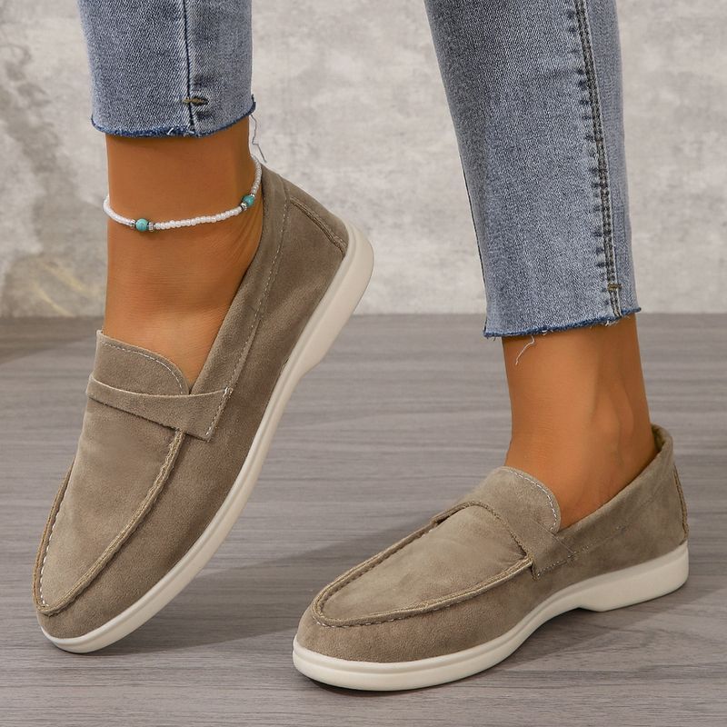 Slip-On-Loafer für Damen, mattierte, flache Retro-Einzelschuhe, große Freizeitschuhe_voghion.com