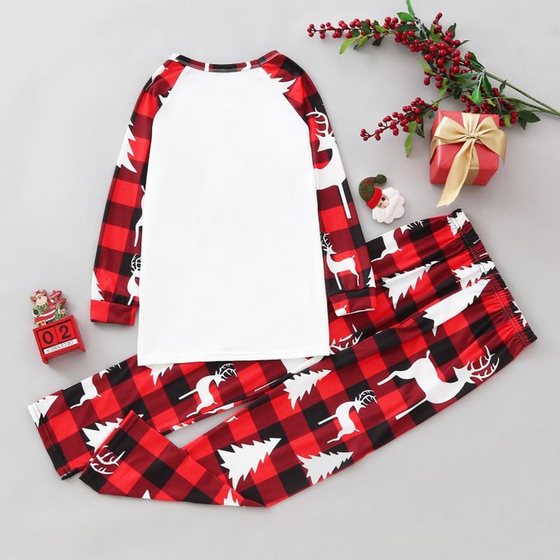 Traje familiar de Navidad, ropa familiar para el hogar, ropa navideña para el hogar, conjunto familiar, ropa para el hogar con estampado de retales a cuadros_voghion.com