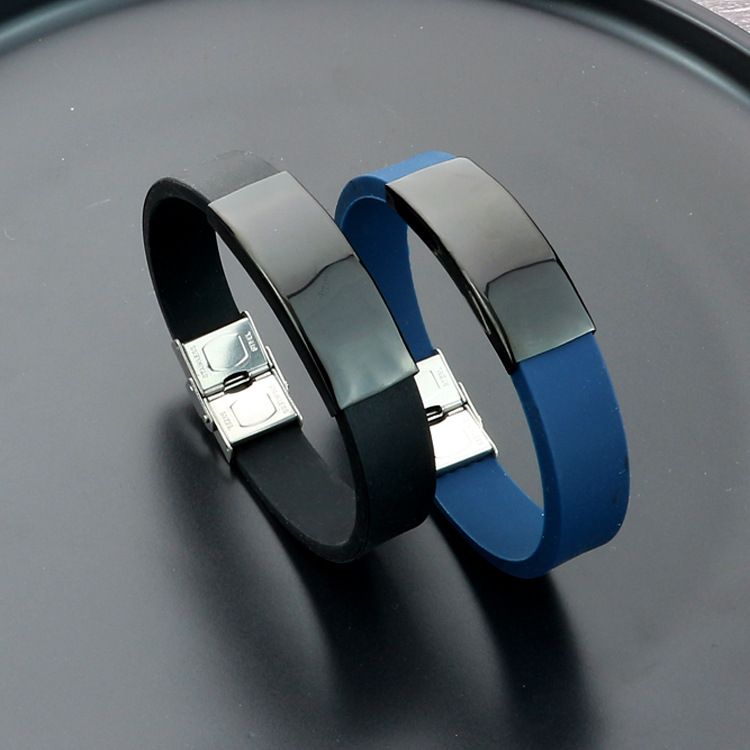 Trendy für Männer, gravierbares Armband, mehrfarbiges Sport-Silikon-DIY-Armbandzubehör_voghion.com