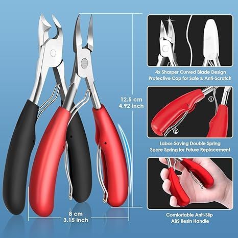 Podiatrist Toenail Clippers, Professional Heavy Duty Ingrown & Thick Toe Nail Clippers For Men & Seniors, Pedicure Tools Kit With Nail Cutter Super Sharp Curved Blade Manicure Tools_voghion.com