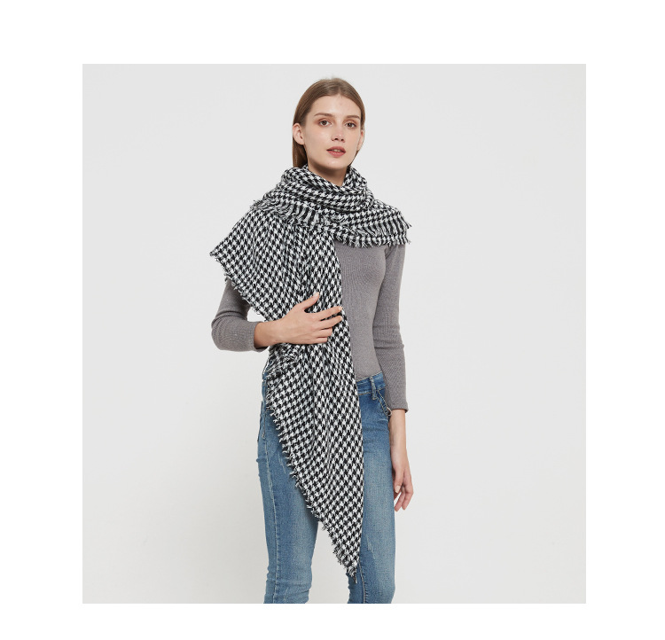 Xales unissex primavera e inverno feminino preto e branco mil pássaros cachecol quadrado cachecol_voghion.com
