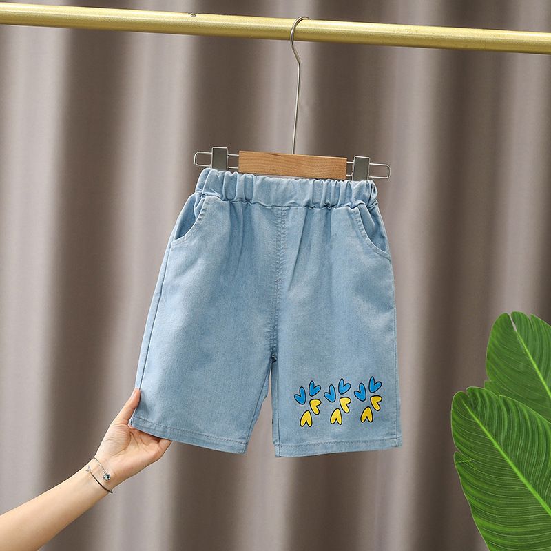 2024 Summer New Polo Neck Shirt Short sleeved Set, Boys' Casual Cowboy Shorts Two Piece Set_voghion.com