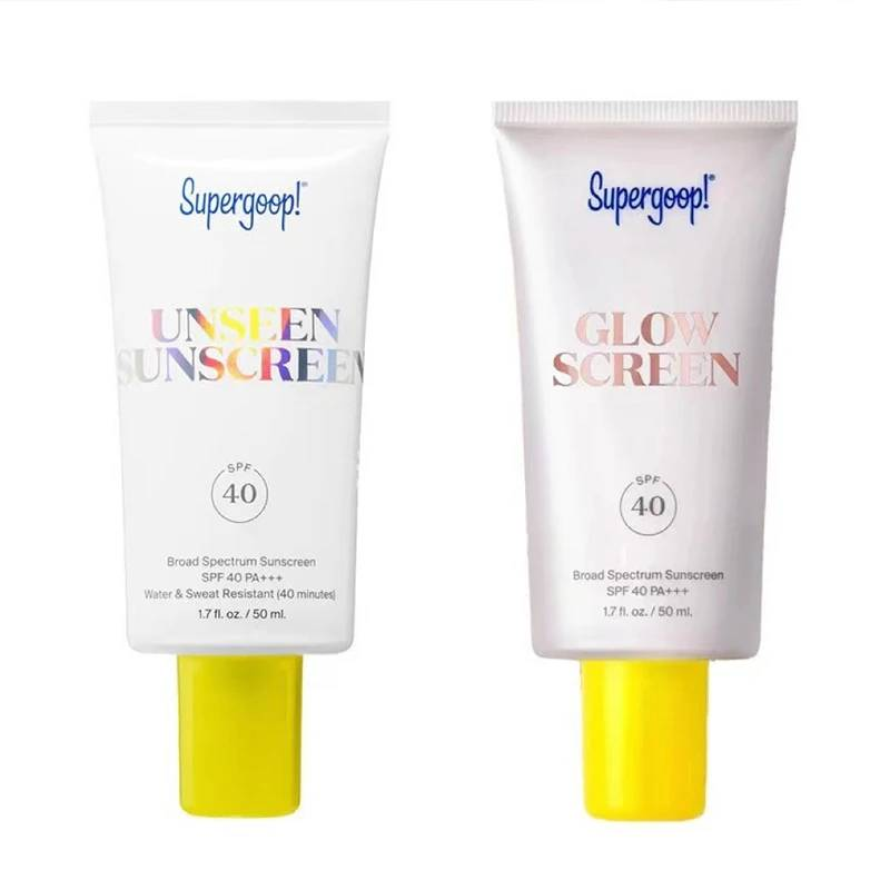 50ml Supergoop Acqua Protezione solare Viso Illuminare il controllo del petrolio Lozione solare SPF50 + Protezione solare Isolamento Raggi ultravioletti FaceCare_voghion.com