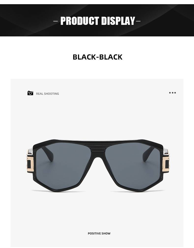 TGOGO Neue Pilotensonnenbrille für Herren ist keine europäische und amerikanische Straßenfotografie, moderne, polygonale Retro-Krötenbrille mit großem Rahmen, UV400_voghion.com