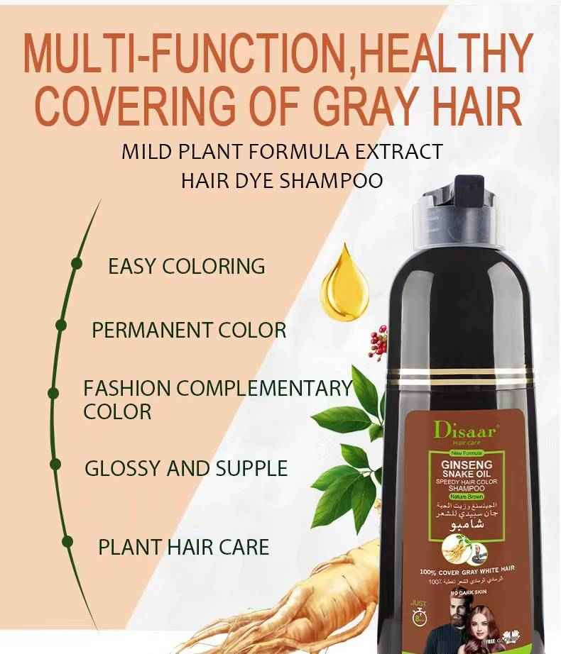 Oil Ginseng Snake Staining Root Color Changing Shampoo Hårfärg_voghion.com