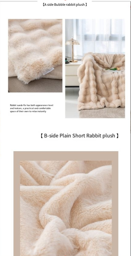 Coperta di coniglio a bolle toscane Coperta per divano a doppio strato Coperta per aria condizionata per quattro stagioni Coperta per pisolino in ufficio Coperta di copertura_voghion.com