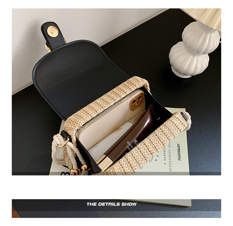 Borsa a tracolla da donna Borsa a scatola di paglia Borsa a mano semplice Moda Fiore Hardware Urban Trend Borsa a mano Borsa a tracolla casual da donna_voghion.com