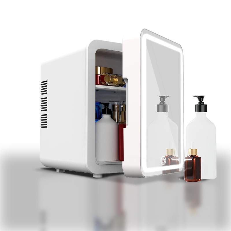 4L Mini Beauty Fridge With LED Lights And Mirror For Makeup, Portable Car Refrigerator_voghion.com