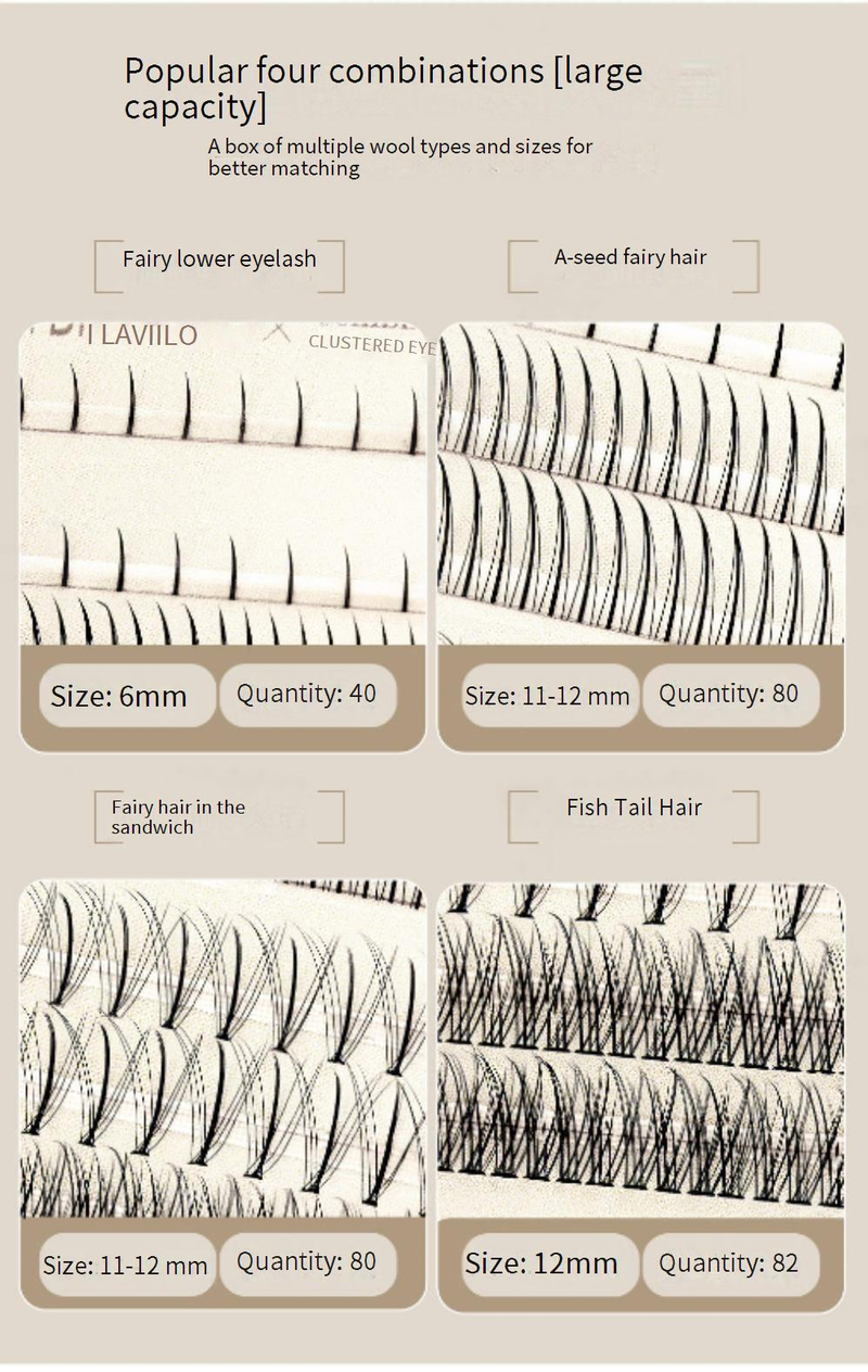 False Eyelashes New False Eyelashes Lower Eyelashes Mixed Set Fishtail A Shaped Sandwich Single Cluster Grafted Mother's Natural Eyelashes Set_voghion.com