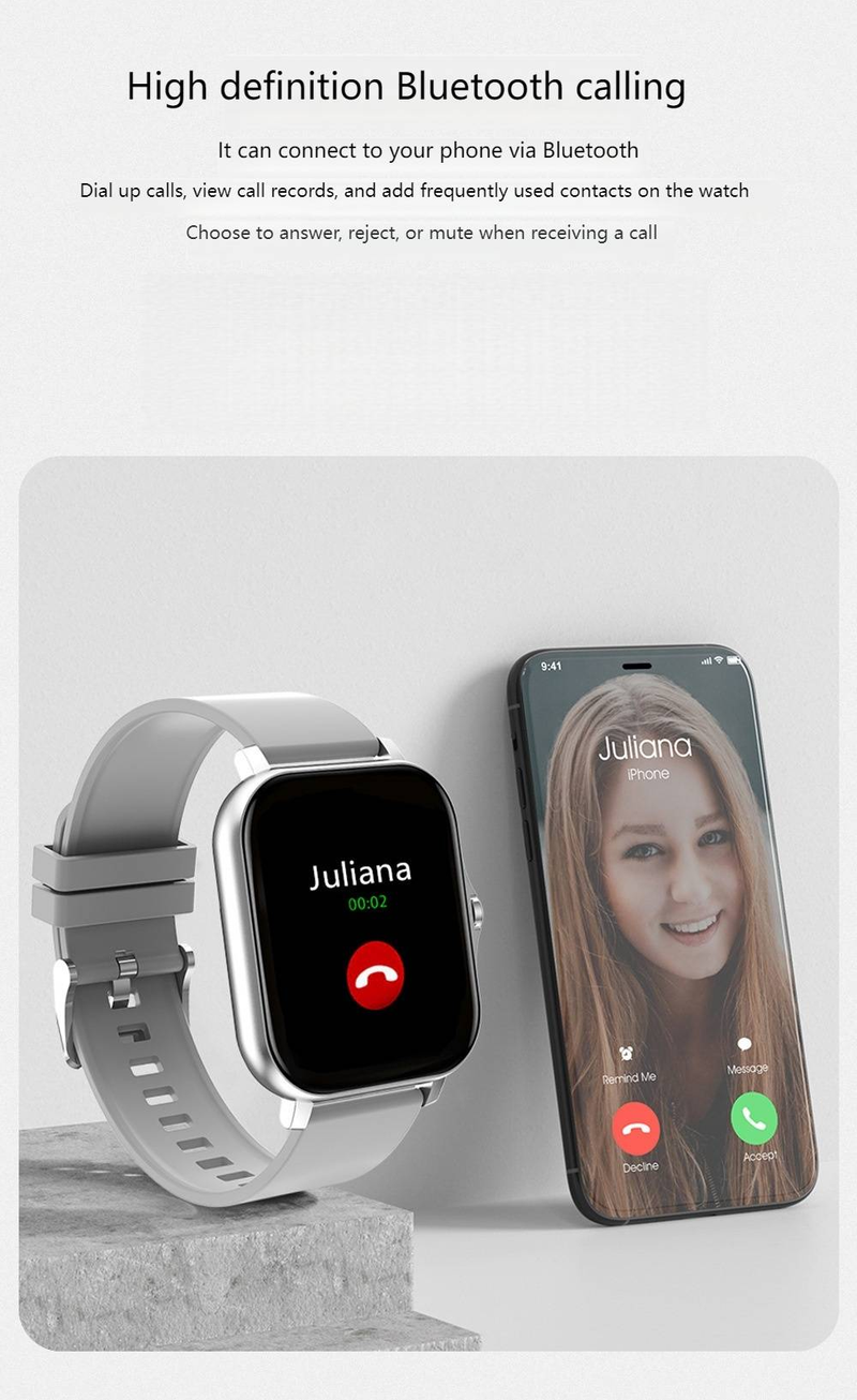 Smart Watch With Bluetooth Calling, Heart Rate & Blood Pressure Monitor, Sleep Tracking, Weather Alerts, Step Counter For Men & Women_voghion.com