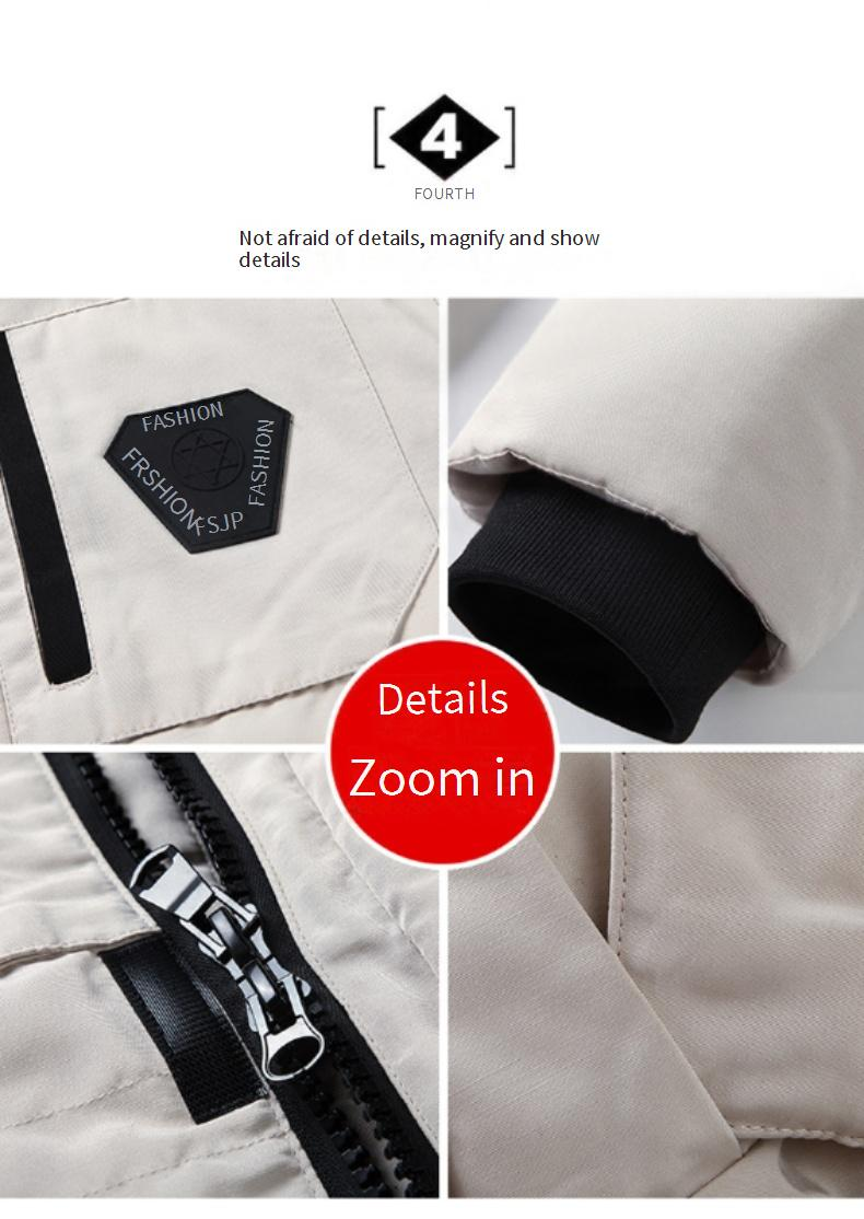 Unisex Faux Fur Trim Parka – Workwear Jacket With Detachable Hood & 300FP Duck Down (S-3XL, Windproof, Black/Beige/Burgundy)_voghion.com