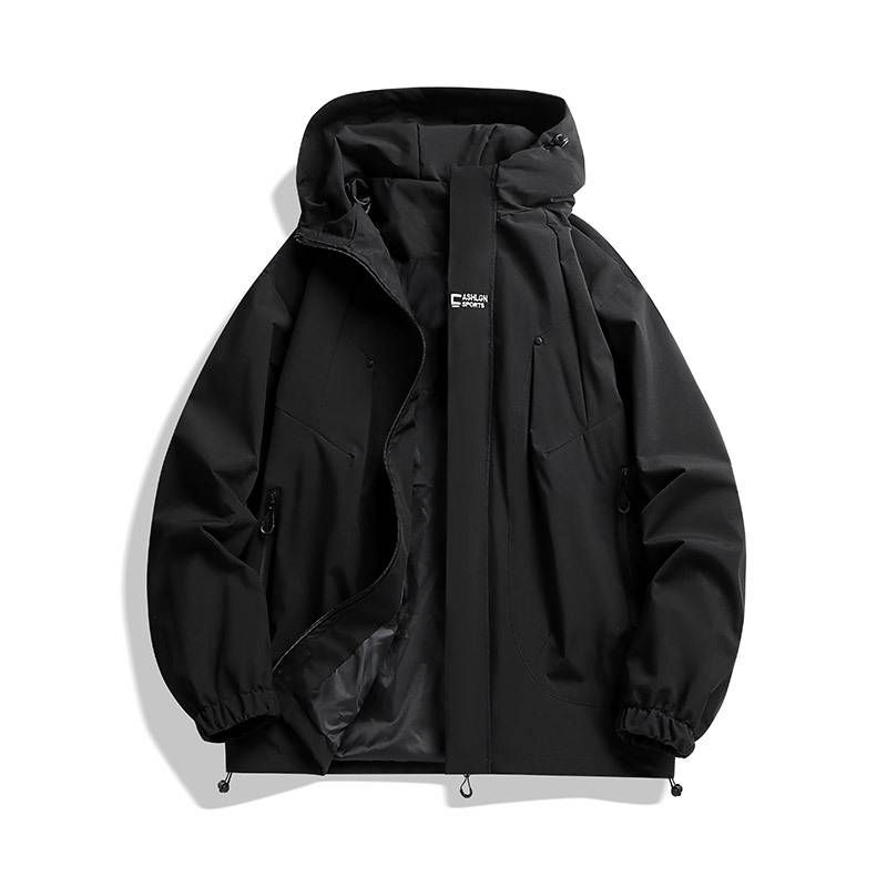 "Unisex Waterproof Windbreaker Jacket – Lightweight Polyester Raincoat With Hood For Outdoor Adventures & Streetwear"_voghion.com