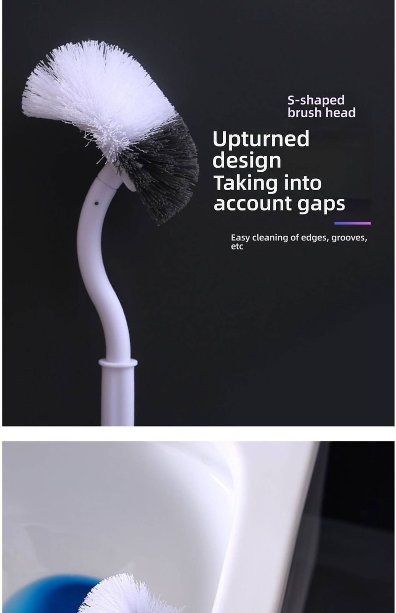 Flexible Long Handle Toilet Brush With Soft Bristles, Space-Saving Hanging Design For Effective Bathroom Cleaning (Grey/White)_voghion.com