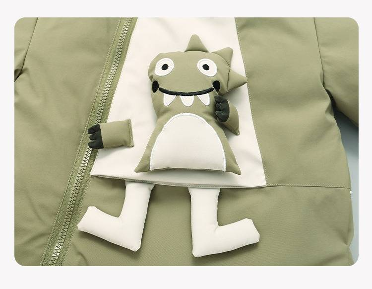Set di piumini invernali premium per bambini - Tuta da neve calda in 2 pezzi per ragazzi e ragazze, morbido cappotto con cappuccio e bavaglino staccabile, imbottitura in piumino d'anatra bianca al 50%_voghion.com