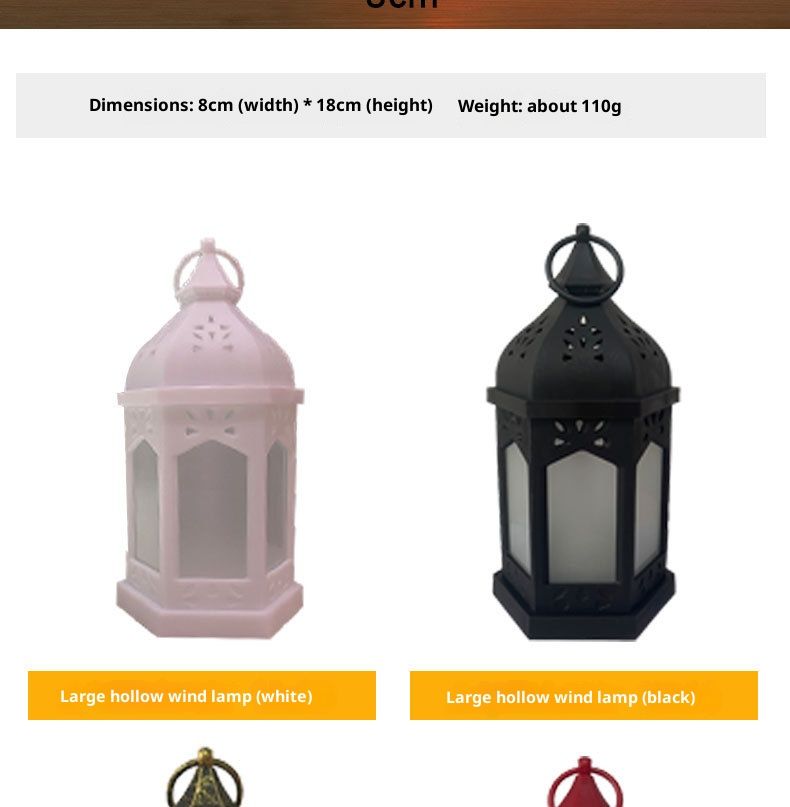 Vintage Hexagonal Lantern With LED Flame Light - Decorative Christmas Candle Holder For Home, Party & Holiday Decor (White/Red/Black/Gold)_voghion.com