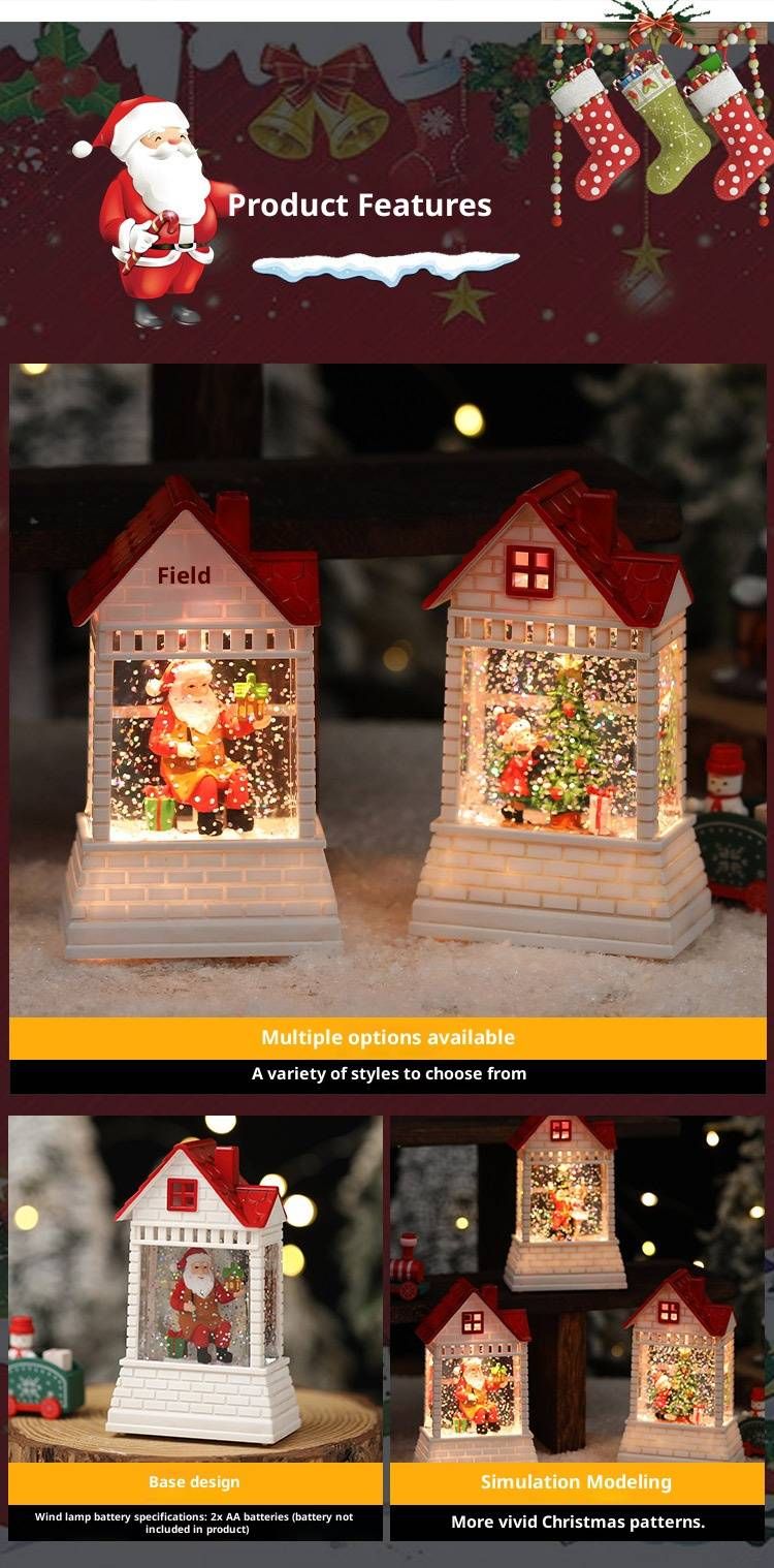 Weihnachtshauslaterne mit Wasserfüllung – Vintage-Tischdekoration mit festlichen LED-Lichtern, Weihnachtsgeschenk und Stimmungsmacher_voghion.com