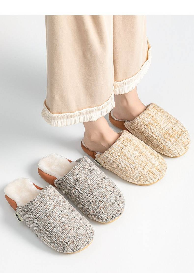 Pantofole di peluche di alta qualità per donne e uomini - Comode pantofole da casa con suola spessa antiscivolo, calda fodera in pile, design unisex per coppie in colori classici_voghion.com