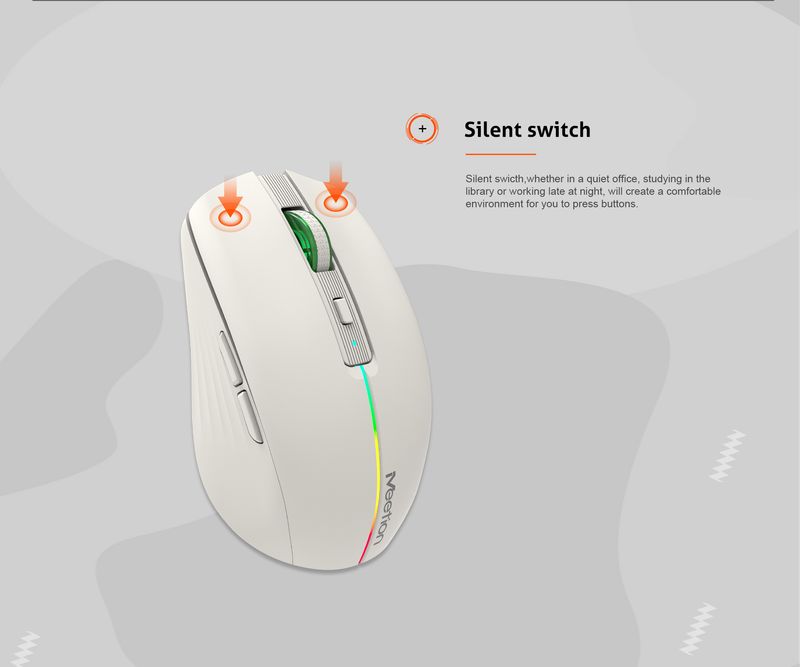 Meetion BMT002 Black Portable Cordless 2.4G Rgb Silent Wireless Mouse for Laptop Computer_voghion.com