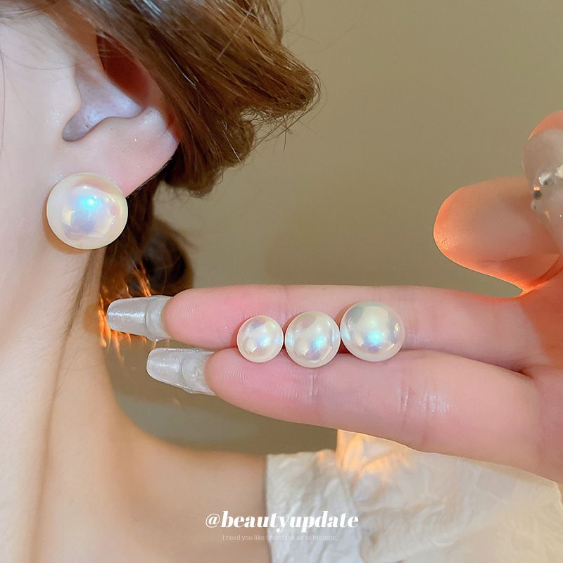 Orecchini a forma di sirena con perla in argento placcato oro vero, temperamento alla moda, versatili, leggeri e lussuosi_voghion.com