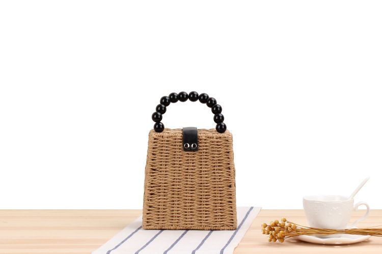 Borsa da spiaggia in stile pastorale con tracolla singola in paglia da donna_voghion.com