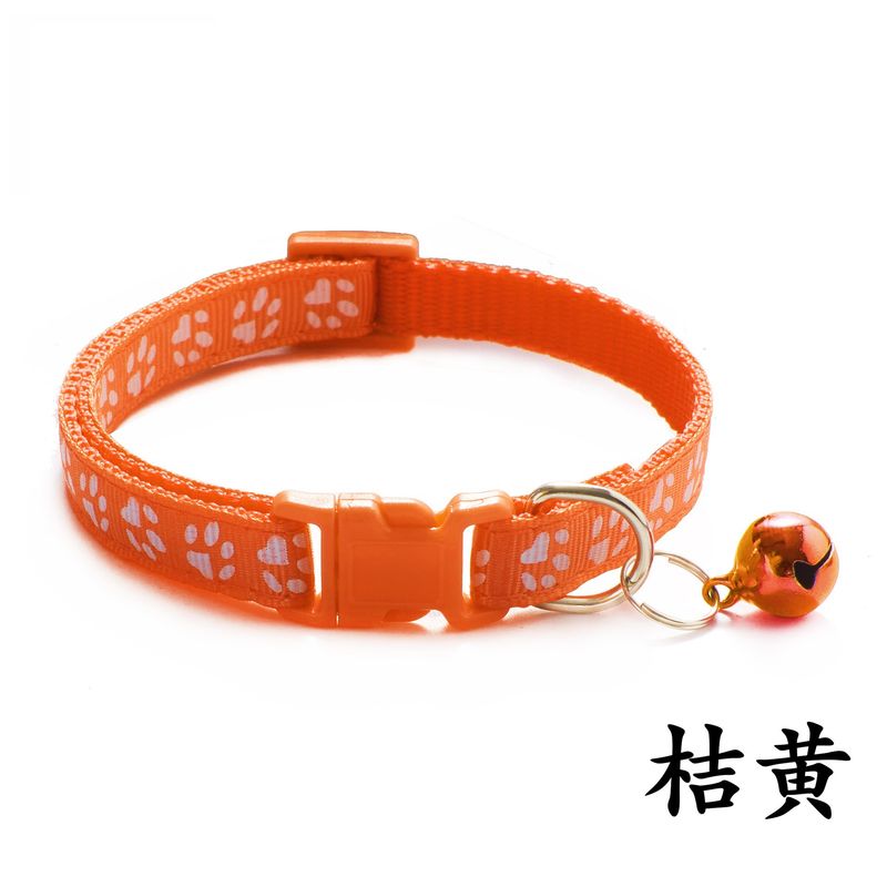 Collare con fibbia per gatto con campanellino e stampa di zampa di cucciolo colorato per animali domestici_voghion.com
