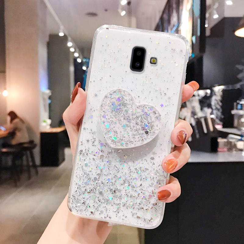For Samsung A7 2018 Case Luxury Bling Glitter Cover On Samsung Galaxy A52 A72 A32 A51 A71 A70 A50 A21S A12 Heart Holder _voghion.com