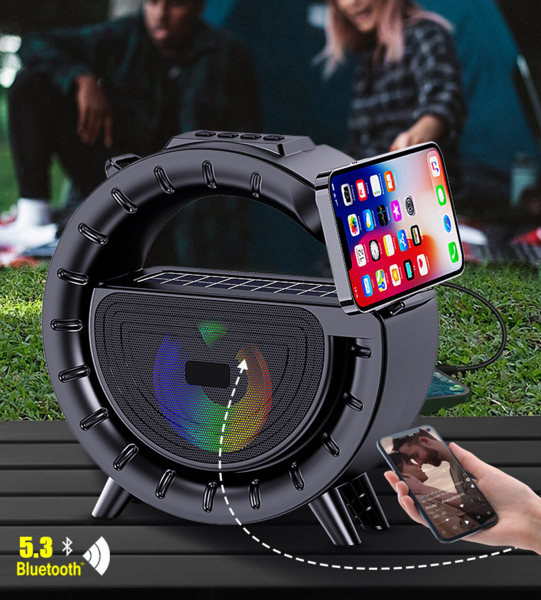 Cross-Border Hot-Selling Big G Bluetooth Flashlight Solar Powered Player Outdoor Portable Wireless Card Slot Speaker_voghion.com