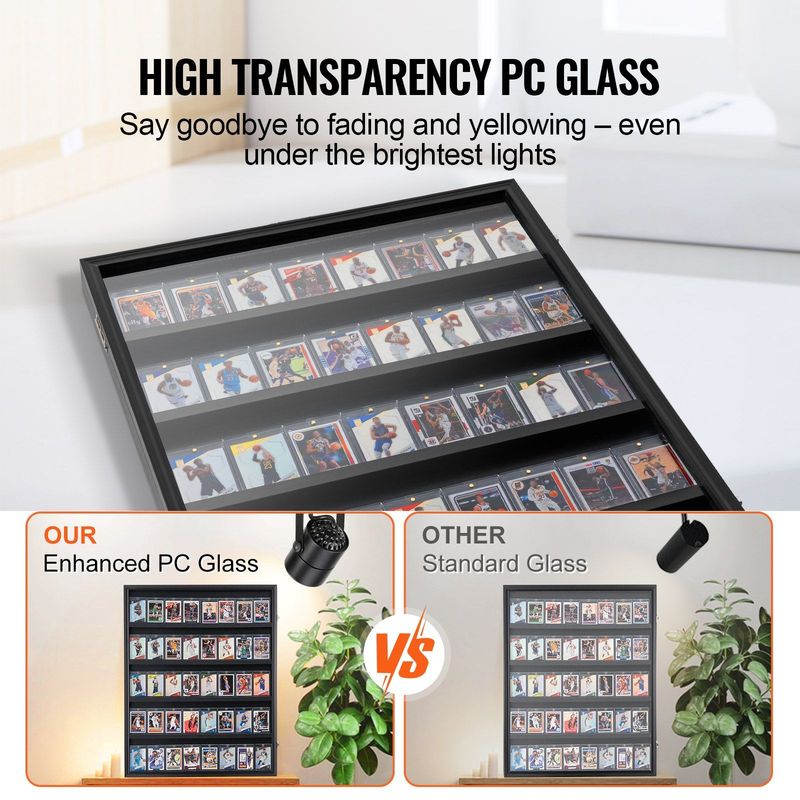 VEVOR 35 Graded Sports Card Display Case, 24.3x30.5x2.1 In, Baseball Card Display Frame With 98% UV Protection Clear View PC Glass, Lockable Wall Cabinet For Football Basketball Hockey Trading Card_voghion.com