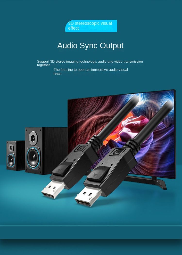 Câble de connexion DP 4K Ultra HD - Transfert de données haute vitesse de 21,6 Gbit/s pour les jeux et le divertissement_voghion.com