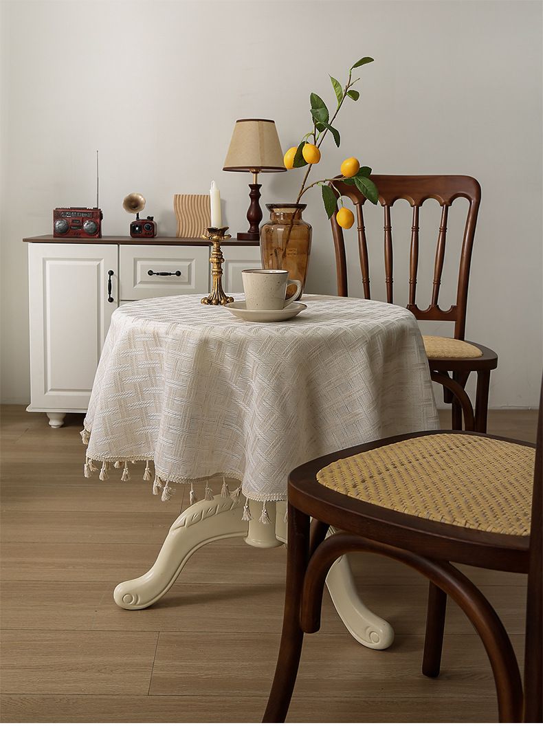Fabric Round Table Cloth Cotton And Linen High Grade Stall Table Cloth Ins Style Coffee Table Cover Table Cloth Japanese Style High Value_voghion.com