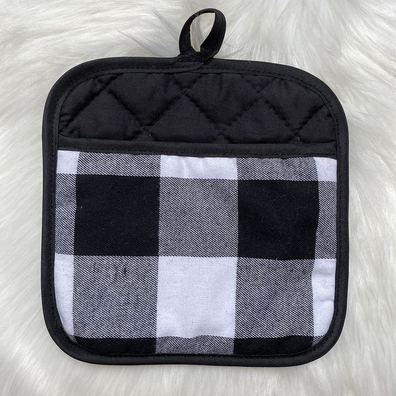 Heat-Resistant Black And White Checkered Thickened Gloves Dual-Use Microwave Oven Kitchen Dining Table Plate Mat_voghion.com