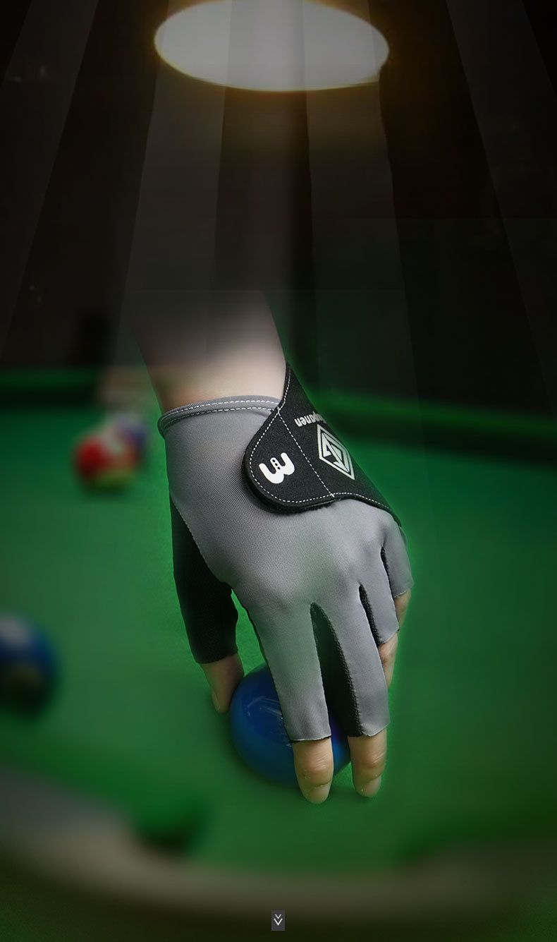 Luva de bilhar de meio dedo para mão esquerda, lisa, elástica, em seda gelada, respirável, antiderrapante, fina, com fecho de velcro._voghion.com