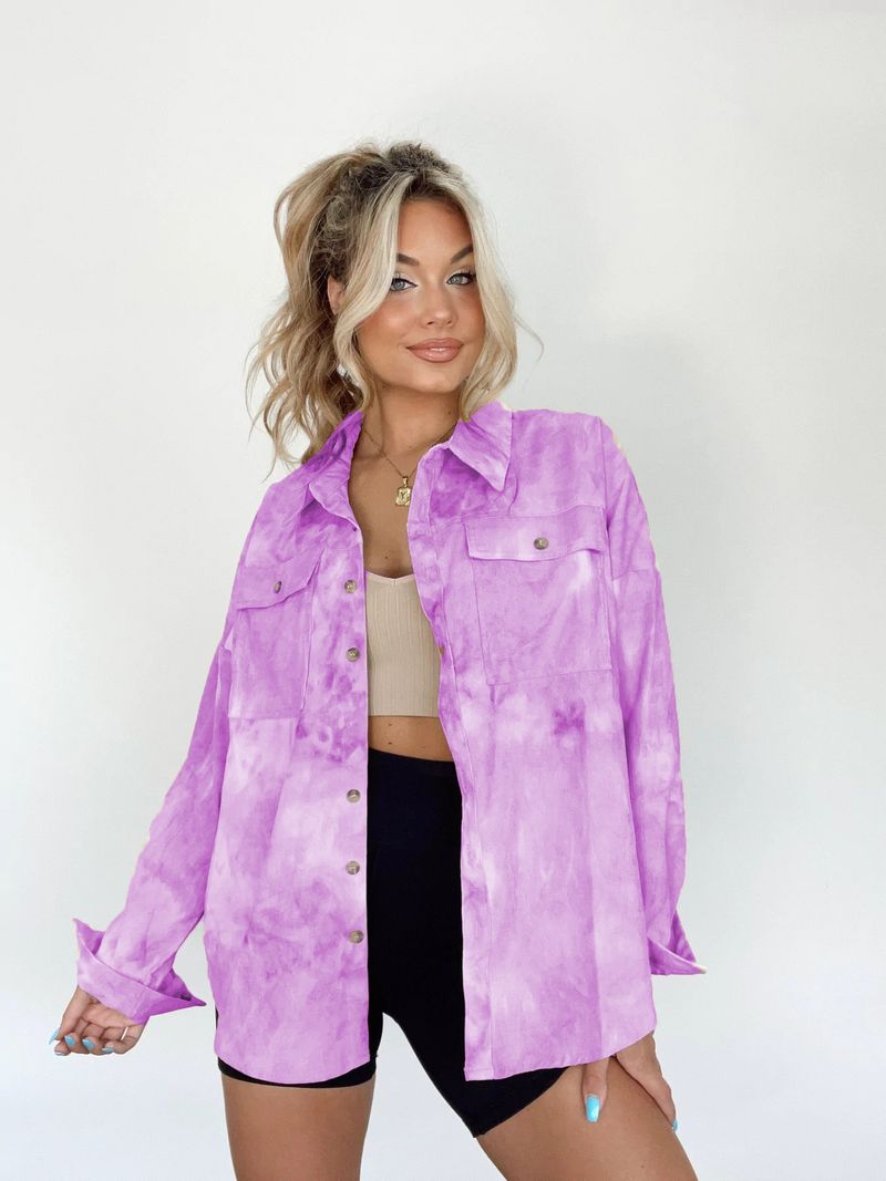 Women's casual long-sleeved tie-dye shirt jacket new autumn Korean style loose shirt_voghion.com