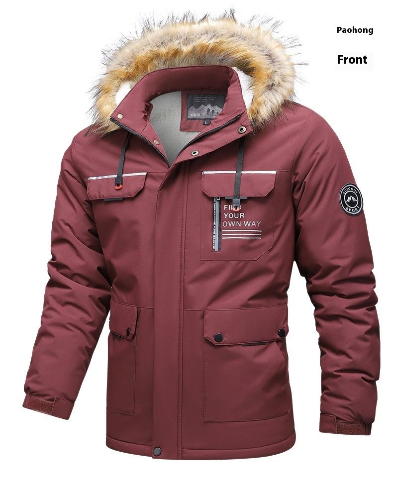 Gute plus samt dicke Arbeitskleidung für Herren Frühling und Herbst Casual Fashion, abnehmbare Mütze Jacke Top_voghion.com