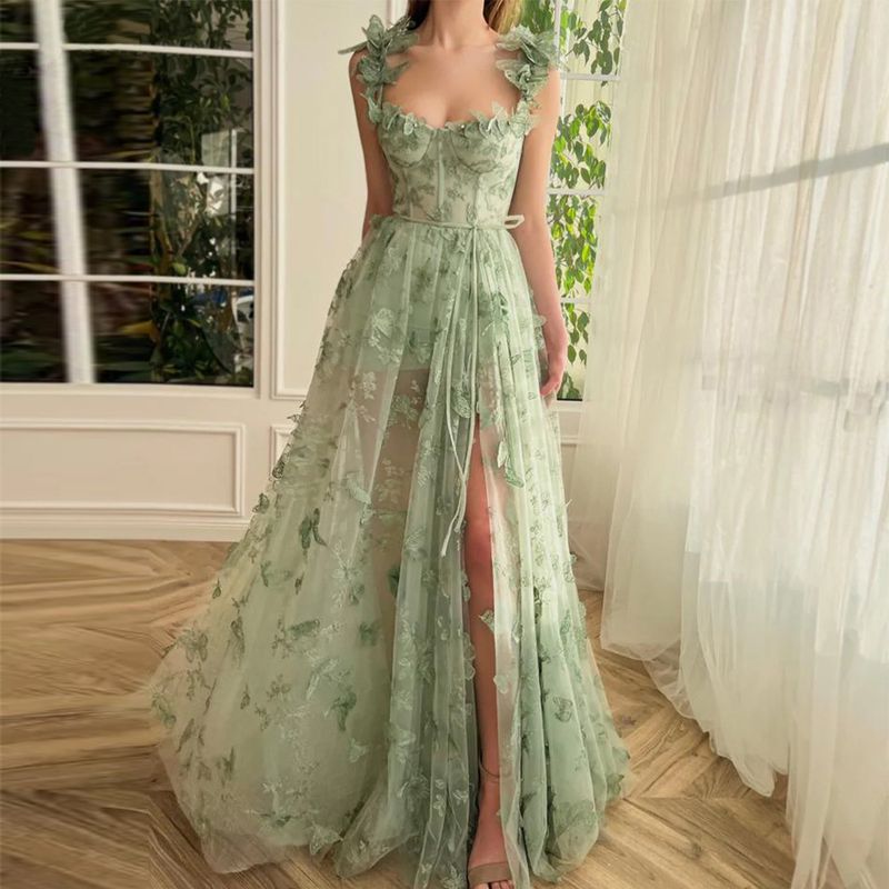 Abito da sera da donna, nuovo temperamento, lungo, Amazon, elegante, in pizzo, per banchetto, spiaggia_voghion.com