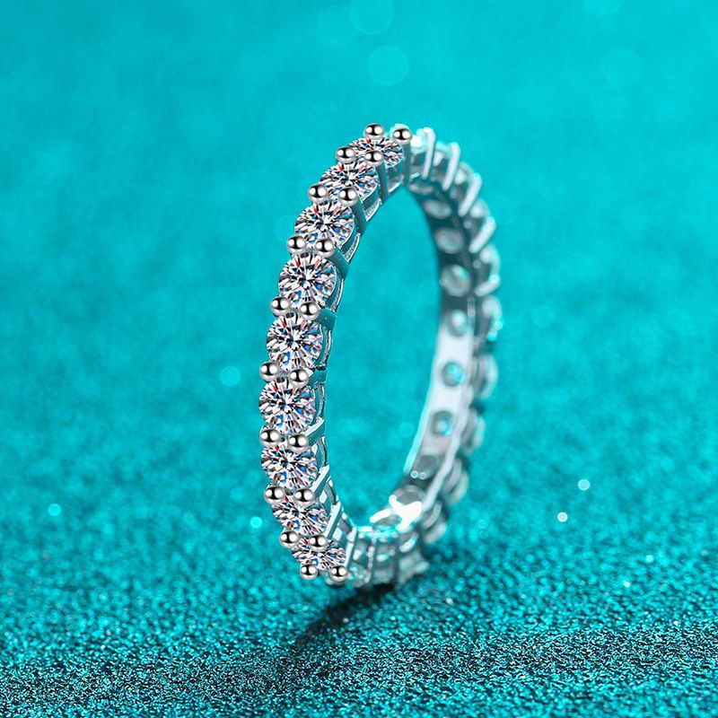 Pronto Stock Smyoue 3mm Moianite Anello di nozze per le donne Diamante creato Eternità completa impilabile Fidanzamento Promie Band S Sier_voghion.com