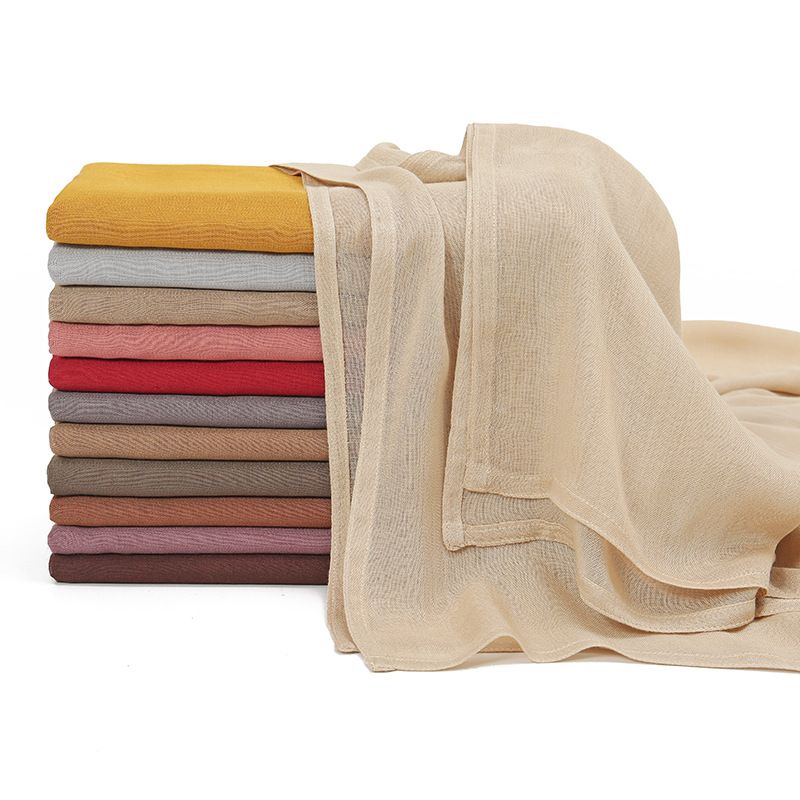 Sciarpe da donna autunno nuovo colore unito vendita calda foulard in cotone malese indonesiano tinta unita bordo largo sottile sciarpa traspirante in modal_voghion.com