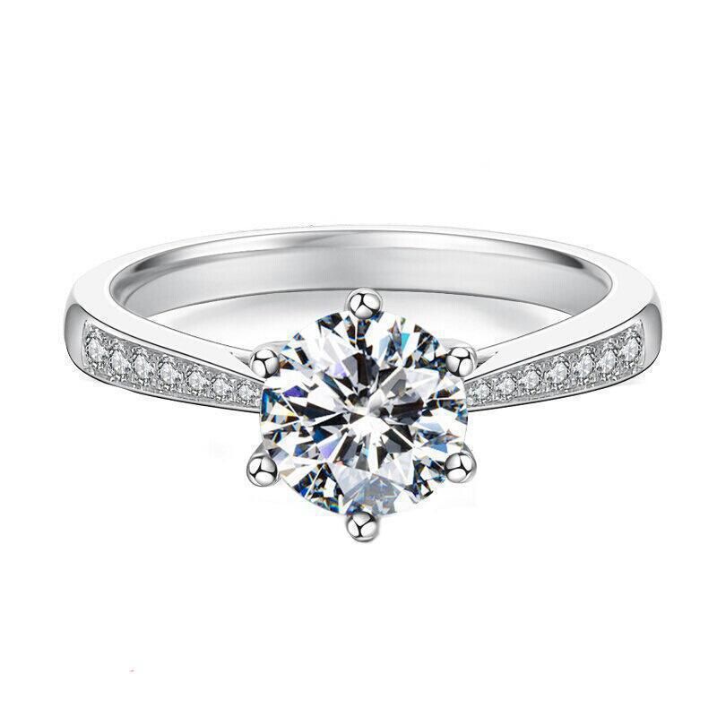 Live For Women Moissanit Klassischer sechszackiger 1-Karat-Prinzessin-Schliff-Ring für Damen, verstellbar_voghion.com
