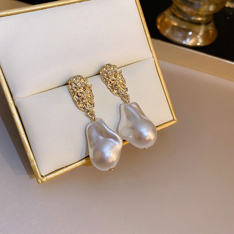 Orecchini a bottone in metallo argentato con perle geometriche, stile francese, personalità, moda, temperamento, nuovi gioielli_voghion.com