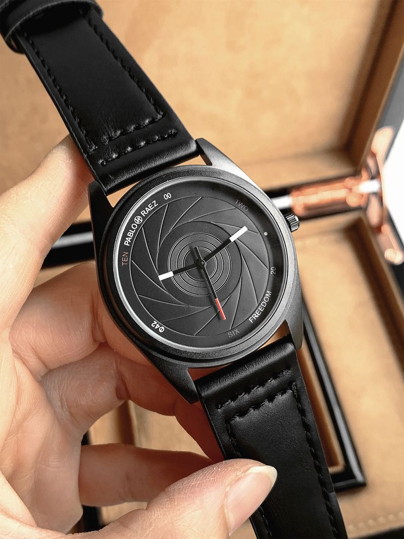 PABLO RAEZ Premium Sense Personality Fashion Herren Trend Mattschwarz Edelstahl On Time Hochwertige Quarzuhr_voghion.com